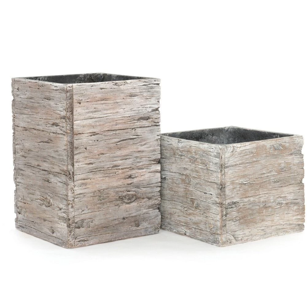 Woodlodge 25cm Square Driftwood Planter 3 Woodlodge 25cm Square Driftwood Planter