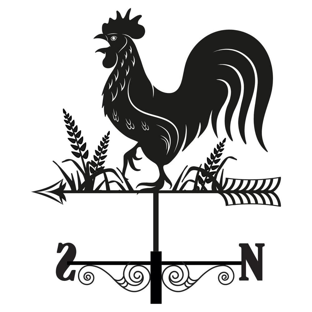 Primus Metal Cockerel Silhouette Weathervane 3 Primus Metal Cockerel Silhouette Weathervane