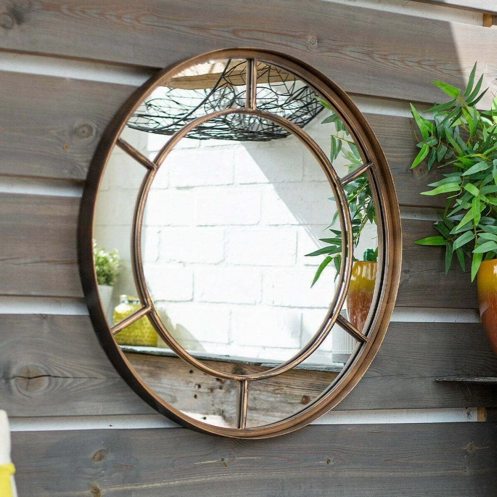 La Hacienda 60cm Valencia Round Steel Indoor/Outdoor Mirror 4 La Hacienda 60cm Valencia Round Steel Indoor/Outdoor Mirror - Image 2