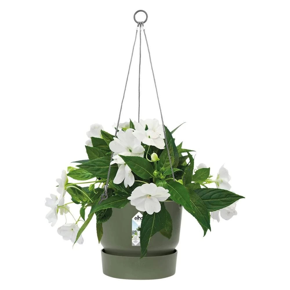 Elho 24cm Leaf Green Greenville Hanging Basket Planter 4 Elho 24cm Leaf Green Greenville Hanging Basket Planter - Image 2